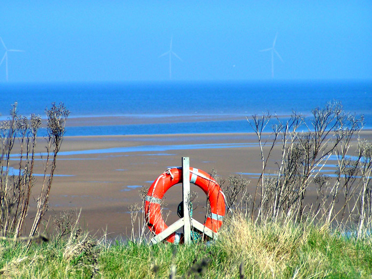 Life ring on beach, Leasowe